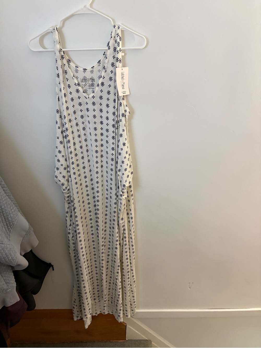 Lightweight White Floral Maxi cocoon plus size nursing dress!